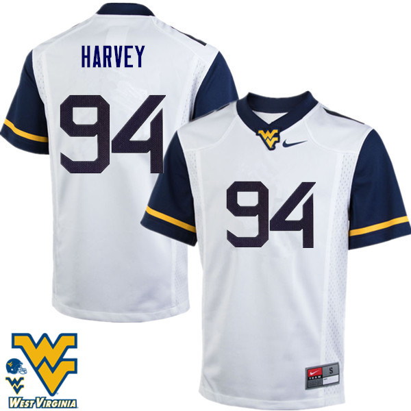 Men #94 Jalen Harvey West Virginia Mountaineers College Football Jerseys-White - Click Image to Close